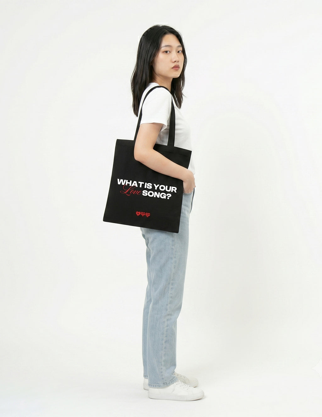 BTS Arirang "What is your Love Song" Black Tote  for College, Travelling, Shopping, Office, Beach & Daily Use, Ecofriendly & Reusable, Premium Canvas Cotton