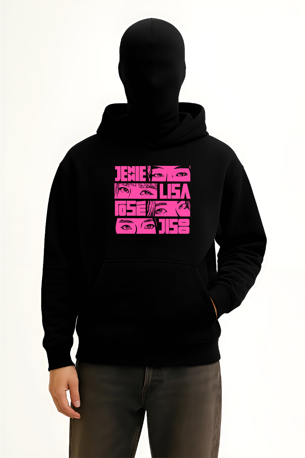 Black Pink Comic Style Hoodie