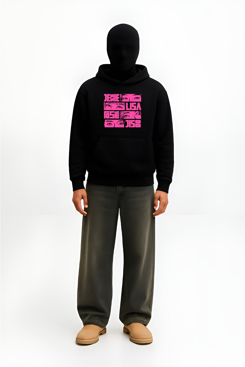 Black Pink Comic Style Hoodie