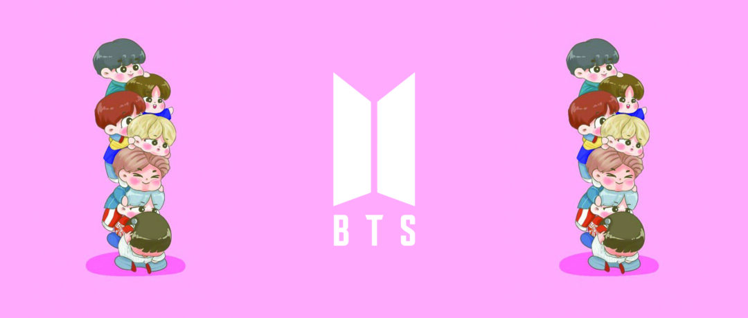 Cute BTS Illustration With Center Logo