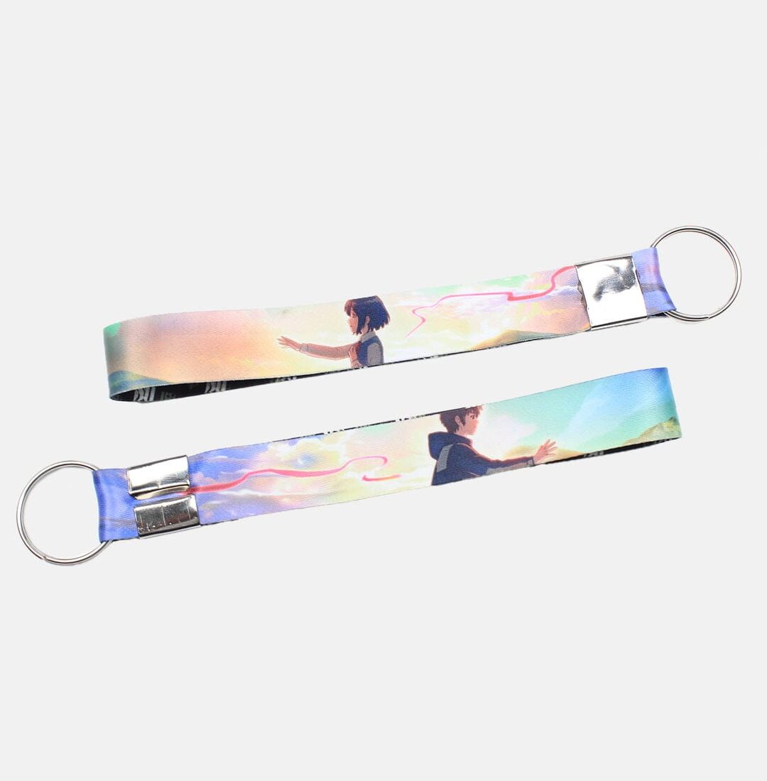 Slice of life Anime Lanyard Keyring, Mitsuha & Taki Satin Anime Keychain
